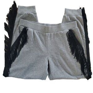 Juicy Couture womens jogger pant Dip-Dyed Fringe Gray Sz Large pockets NWOT